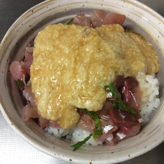 海鮮とろろ芋丼 (寿司屋の煮切り醤油がけ)